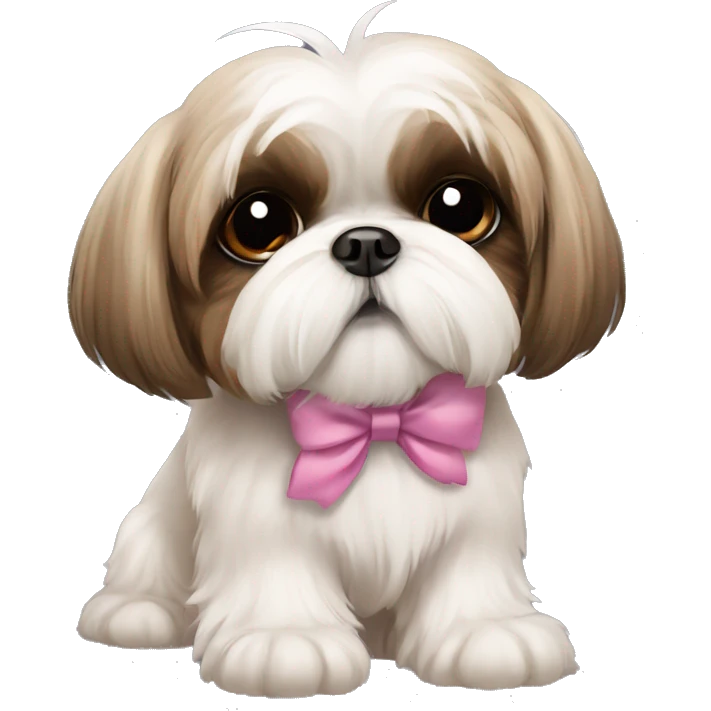 Cute shih tzu with hazel eyes with a bow  emoji