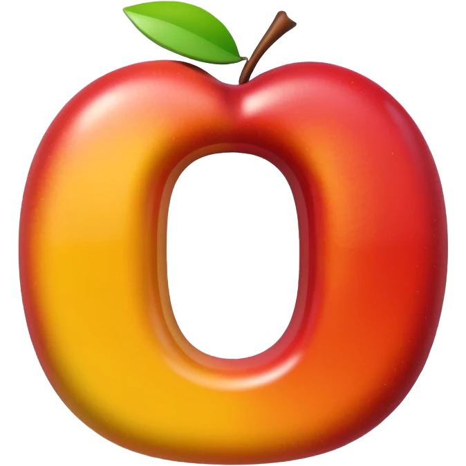 Apple style 3D emoji of the letter O, shiny, smooth, rounded, colorful, with the same toy-like texture as official Apple emojis emoji
