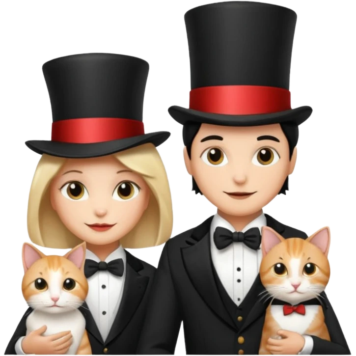 magician couple and their pet cat emoji