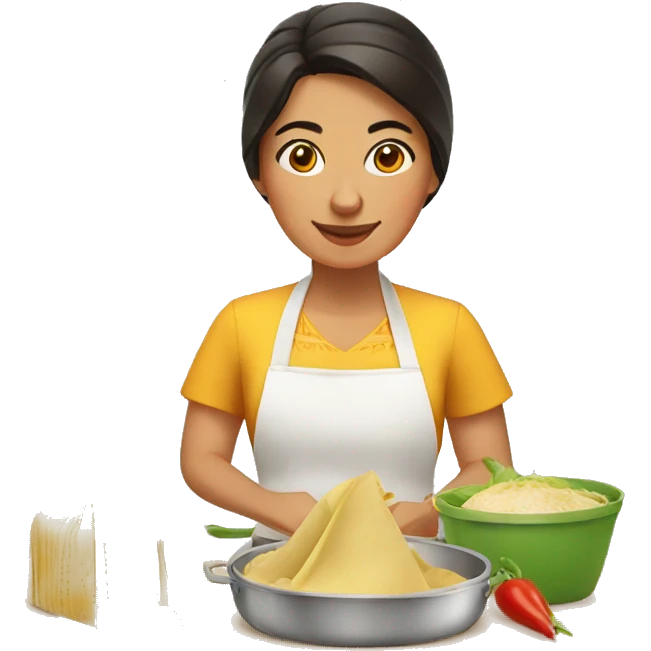 Mexican woman cooking tamales emoji