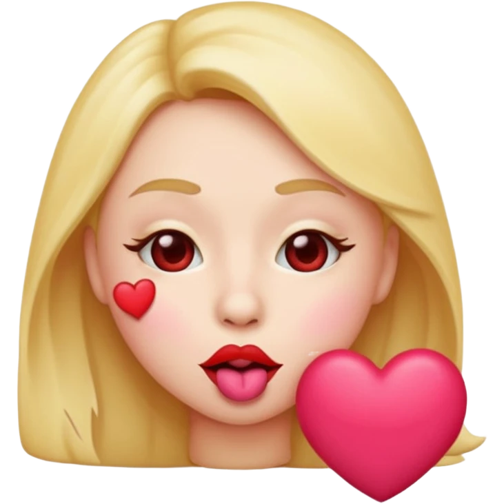 Emoji, face blowing a kiss, puckered lips, small heart emoji