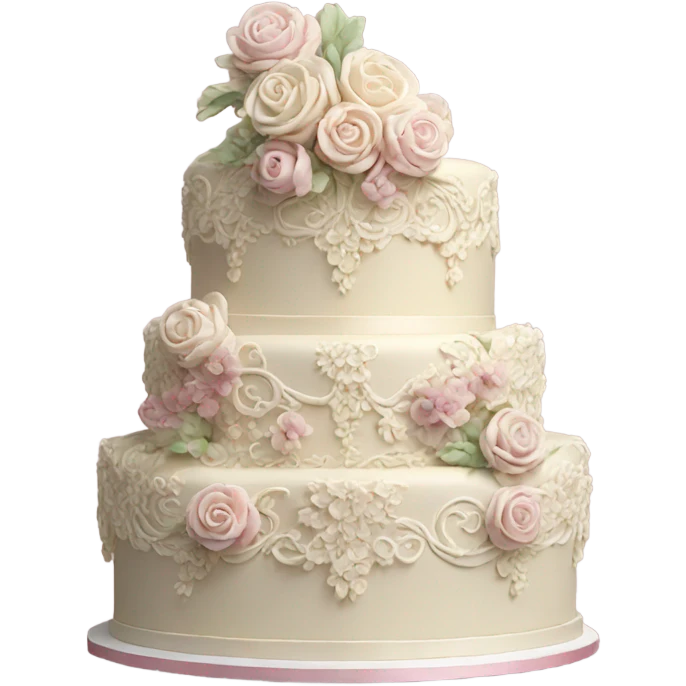 Vintage wedding cake with 3D icing flowers emoji
