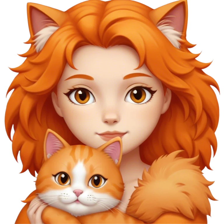Girl with orange cat  emoji