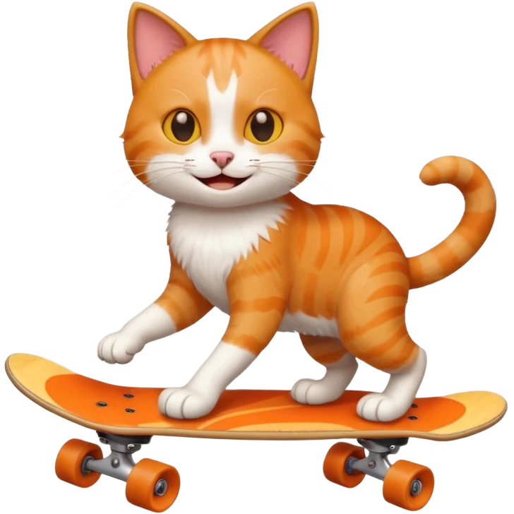 An cat using a skatboard ios emoji emoji