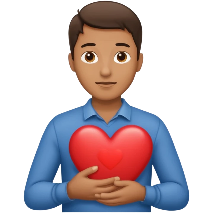 Guy holding a heart  emoji