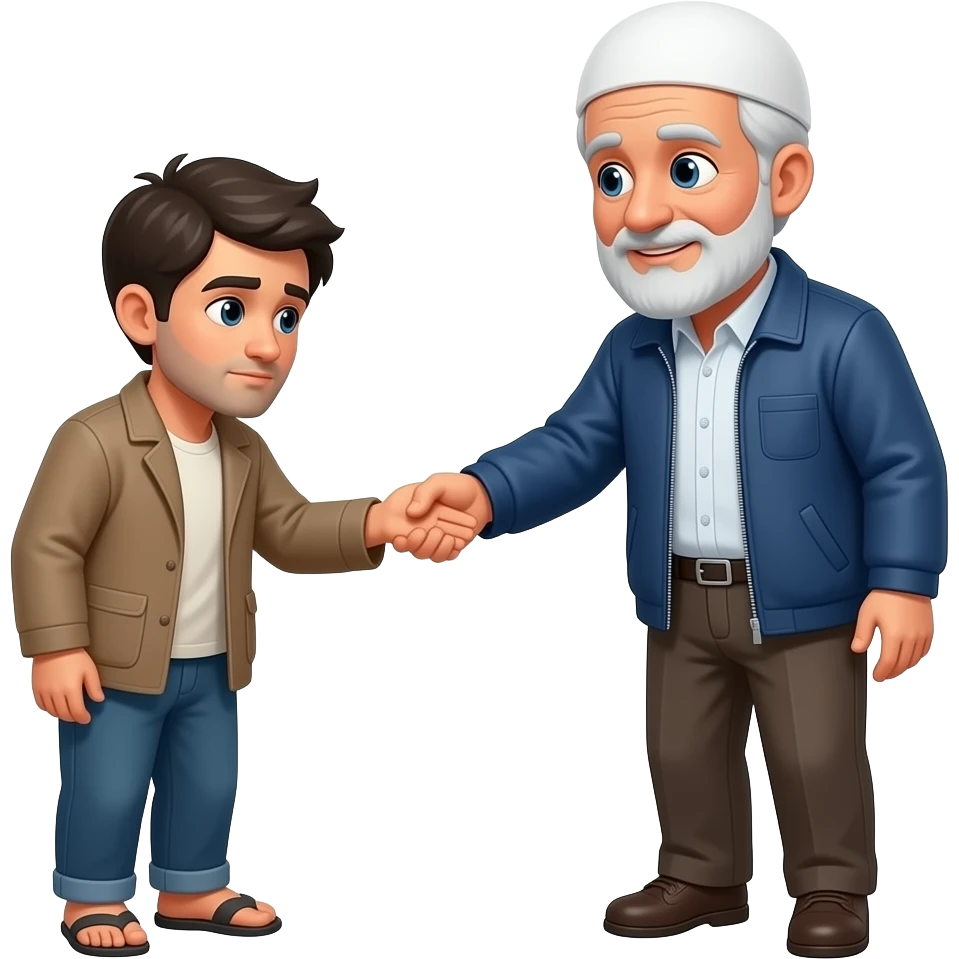 пожилой мужчина мусульманин в тюбитейке  подаёт бедному emoji