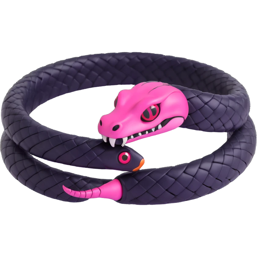 3D gothic snake bracelet with pink eyes, coiled and mysterious emoji