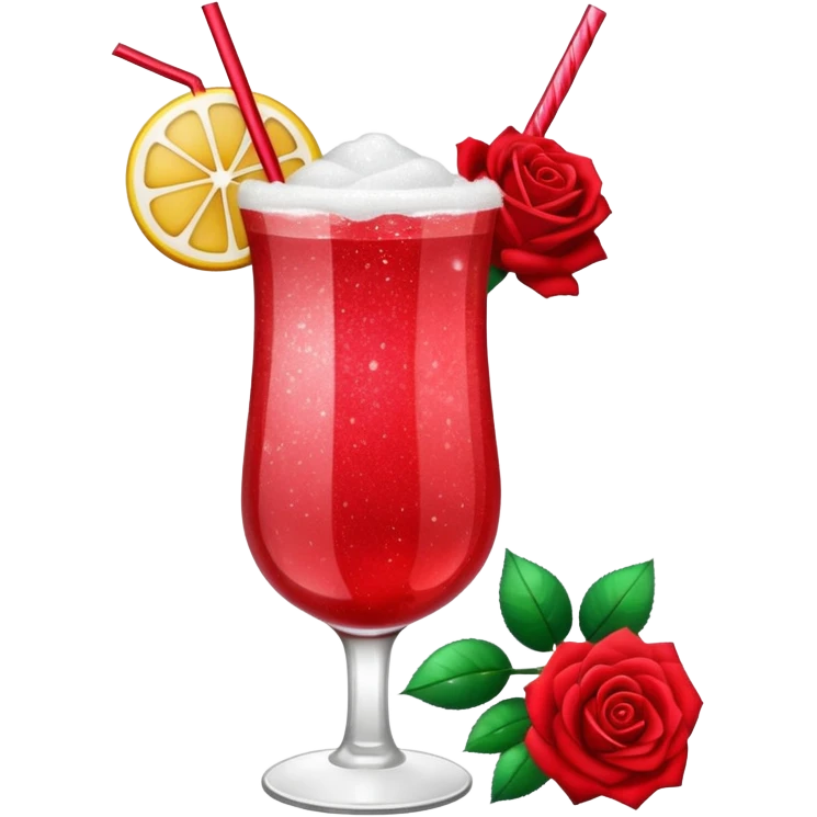 Glittery with roses red mocktail emoji