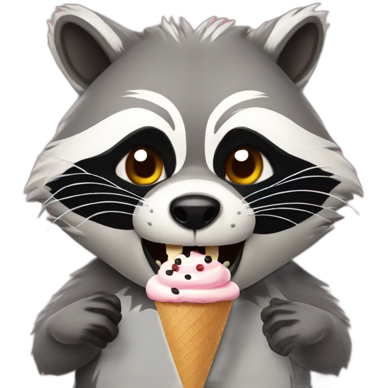 angry raccoon eat ice cream emoji