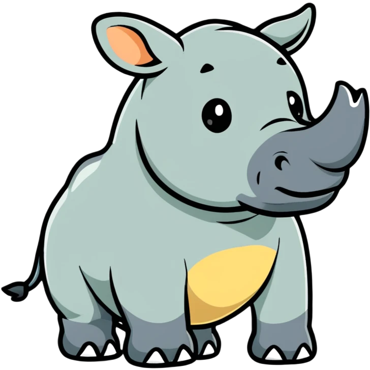 playful rhino character in colorful style emoji