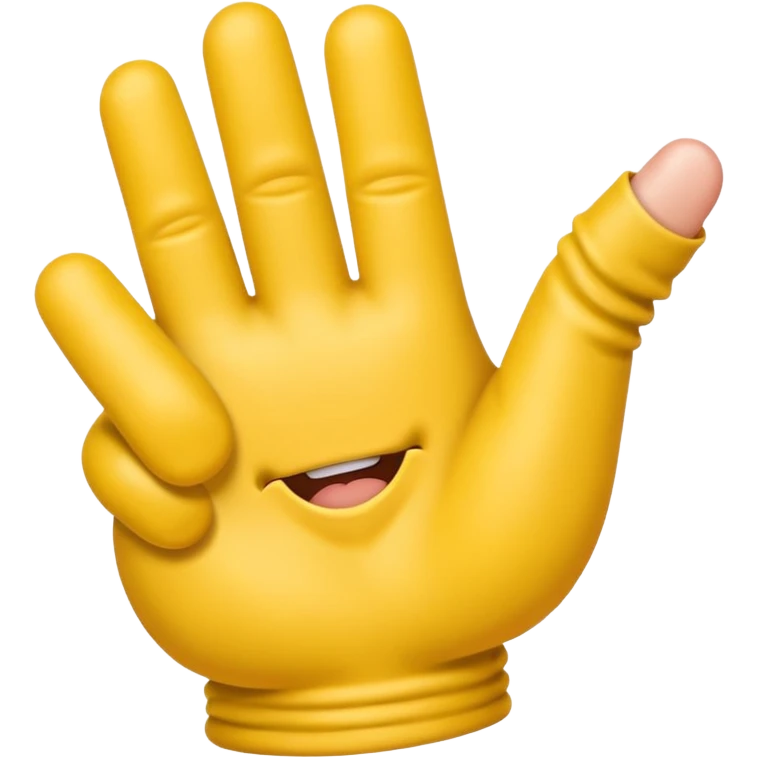 Middle finger emoji weakling wearing fingerless gloves emoji