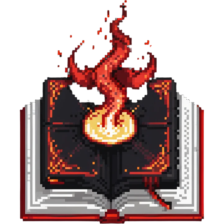 red cursed book with a glowing spell effect swirling around it emoji