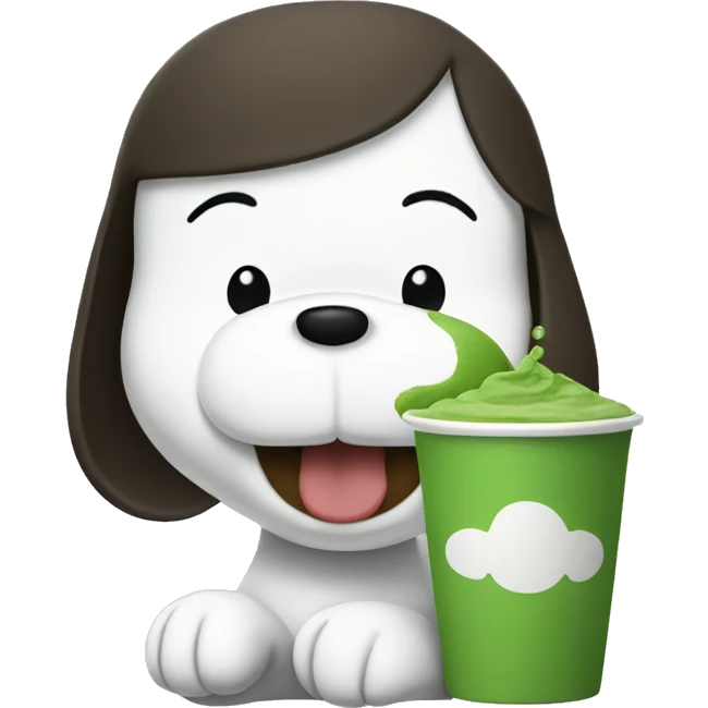 Snoopy drinking matcha emoji