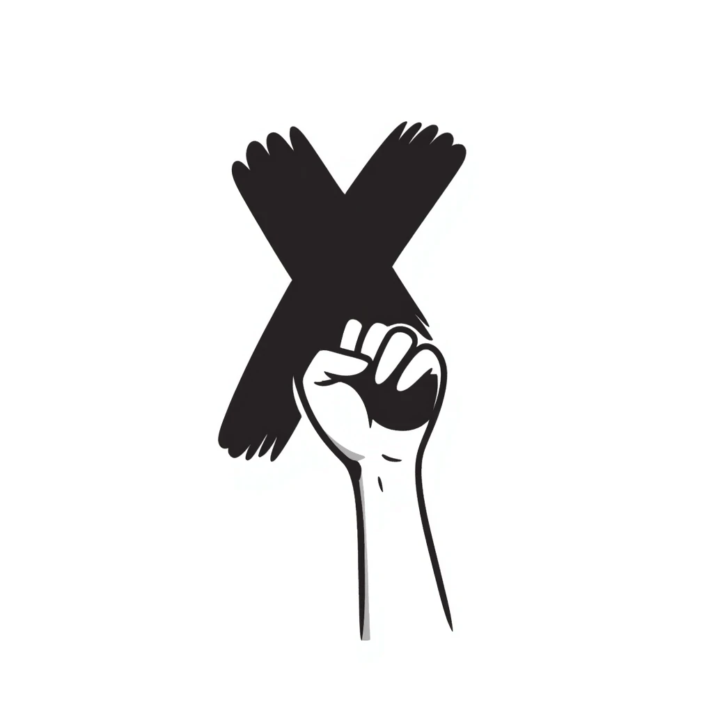 hand holding an X with a shadow effect emoji