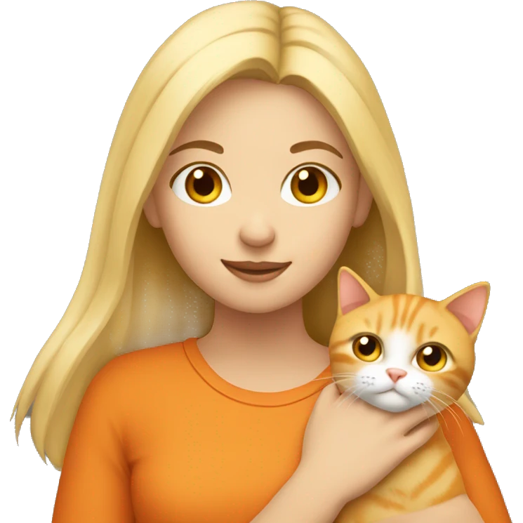 Blond girl holding an orange cat  emoji