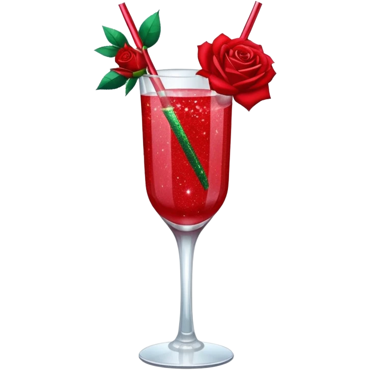 Glittery with roses red mocktail emoji