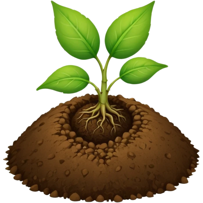 Two leaves sprout on round brown soil ball emoji