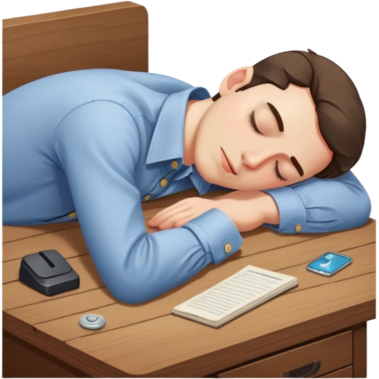 man sleeping on a desk emoji
