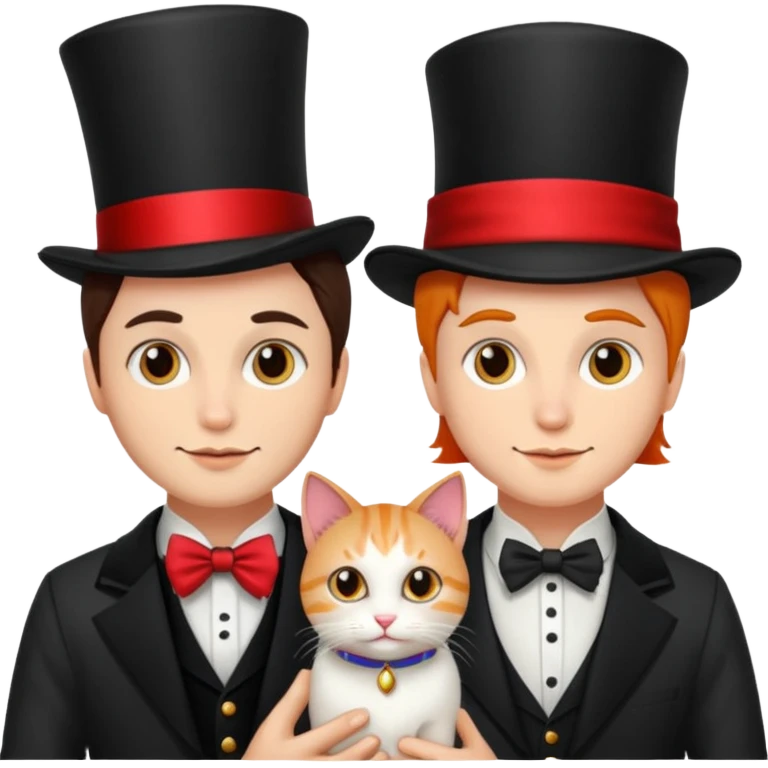 magician couple and their pet cat emoji