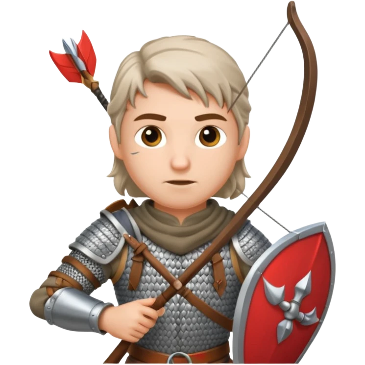 medieval archer with a bow and quiver, focused expression, Puy du Fou theme park emoji emoji