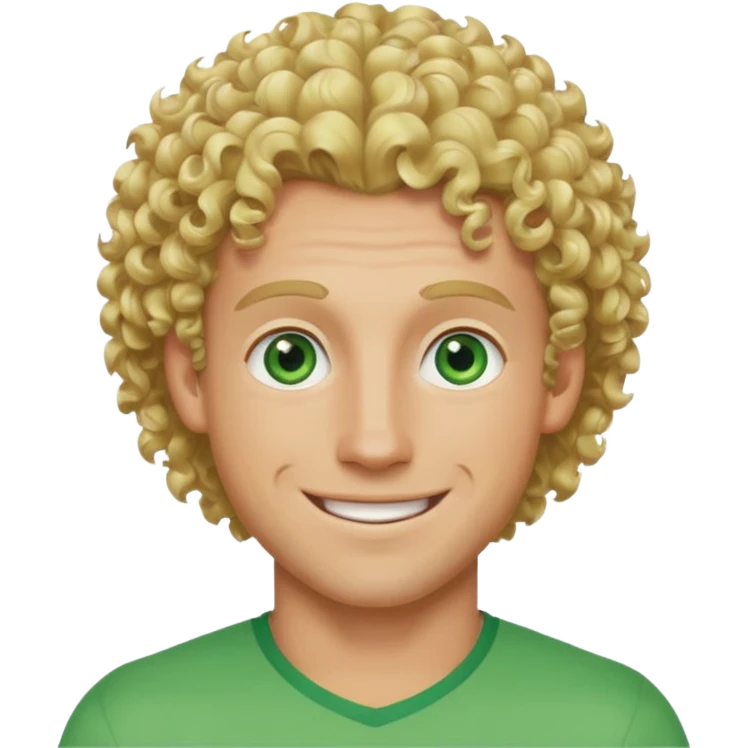 Athletic man with blond curly hair, and light green eyes  emoji