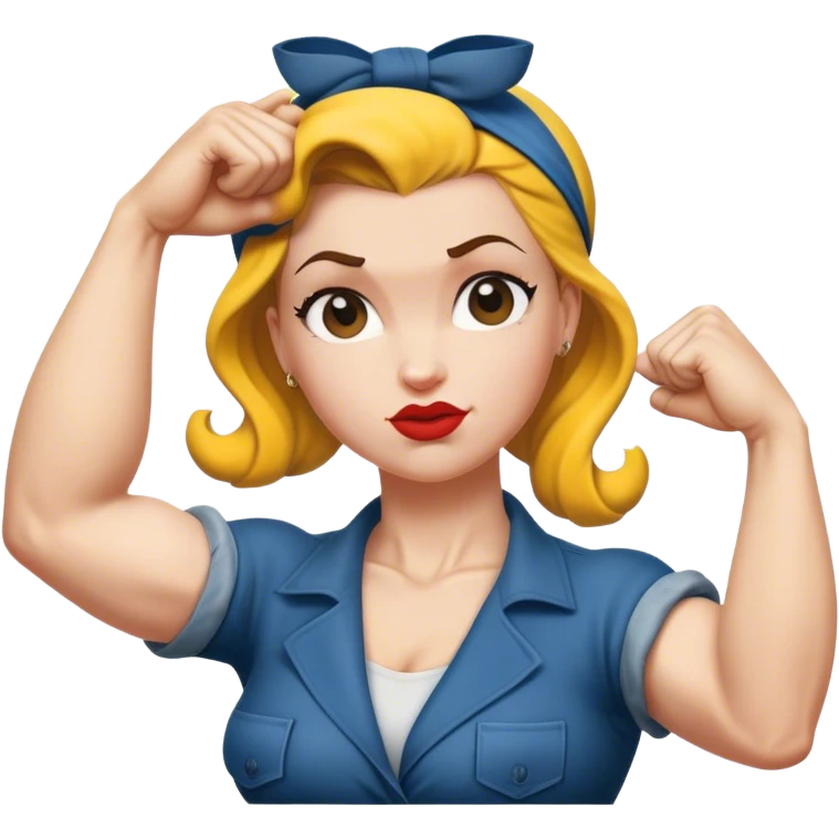 white skin Rosie the Riveter shows biceps emoji