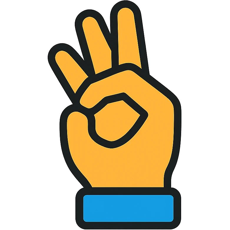 hand gesture representing 'ok', thumb and index finger forming a circle, color outline icon style emoji