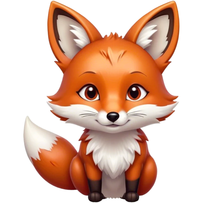 Cinematic Cute Fox Portrait Emoji, Head tilted playfully and inquisitively, featuring a glossy red Fur with delicate white accents and perky ears, round, sparkling amber eyes filled with mischievous curiosity, Simplified yet irresistibly adorable features, highly detailed, glowing with a warm, friendly glow, high shine, affectionate and lively, stylized with a touch of woodland whimsy, bright and endearing, soft glowing outline, capturing the essence of a mischievous yet loving fox, so playful it feels like it could dart out of the screen and into your arms! emoji