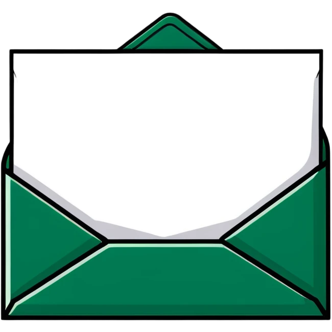 Elegant stylized Maya-inspired message envelope, refined geometric lines, sophisticated minimalist design, dark green on white emoji