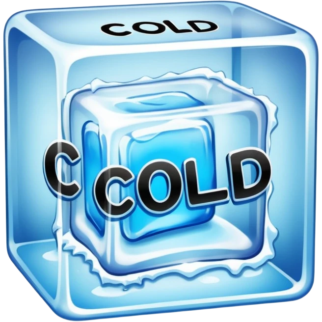the word COLD  in graffiti in a ice cube emoji