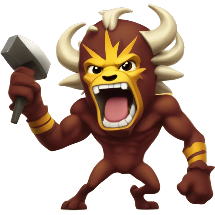 Sparky the sun devil pitchforking Ralph the buffalo emoji
