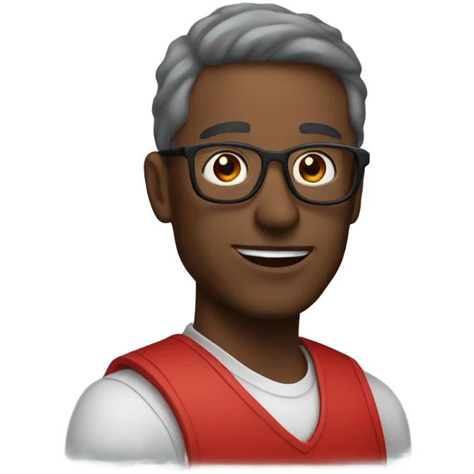 White farmer with brown hear brown eyes and glasses wearing red emoji