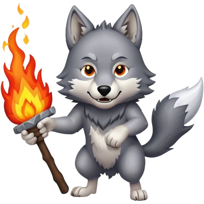 wolf holding fire emoji
