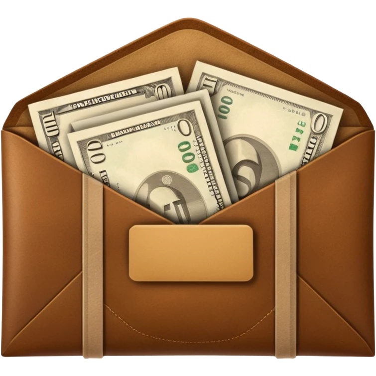Banknotes wrapped in brown leather envelopes emoji