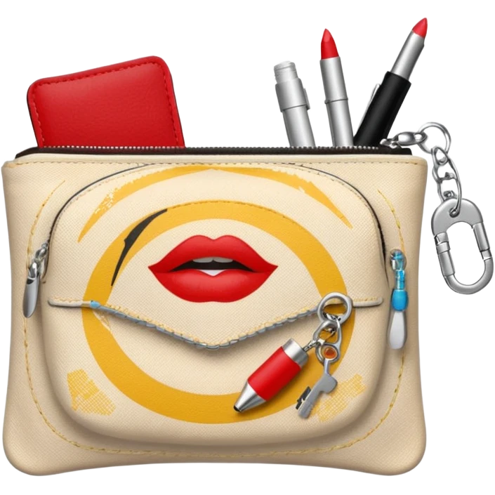 small zipper pouch with essentials, emoji