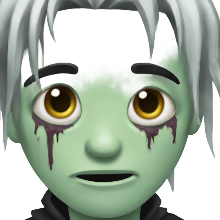 boy zombie with black hair emo creepy medium long hair scary emoji
