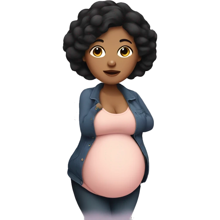 Chubby pregnant woman with black hair emoji