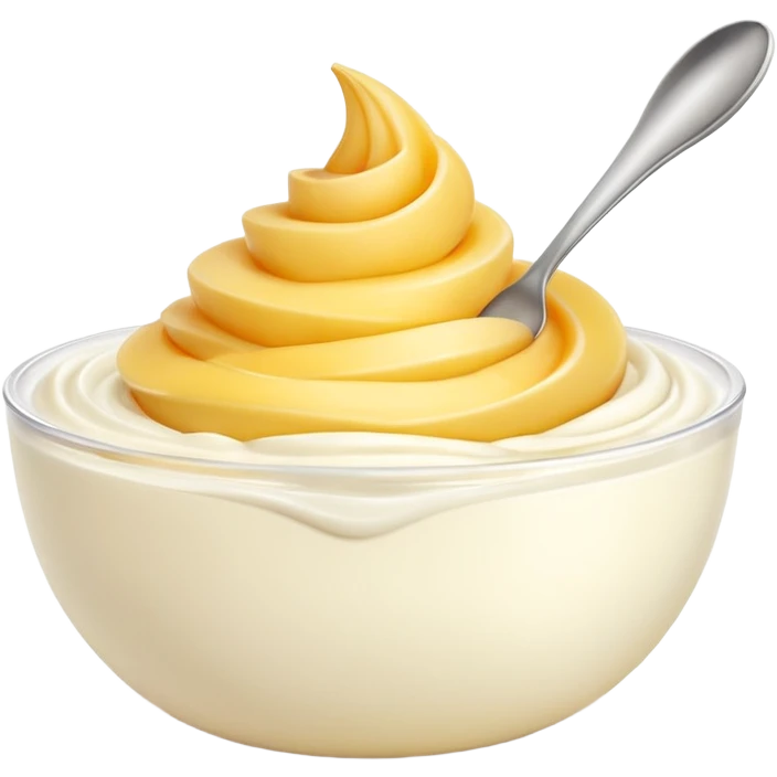 fromage blanc, thick creamy white, dollop or swirl, soft glossy, gentle peaks, optional simple container, smooth dense texture, no toppings, spoon, fruit, or faces, clean 3D, soft shadows, transparent background, emoji scale emoji