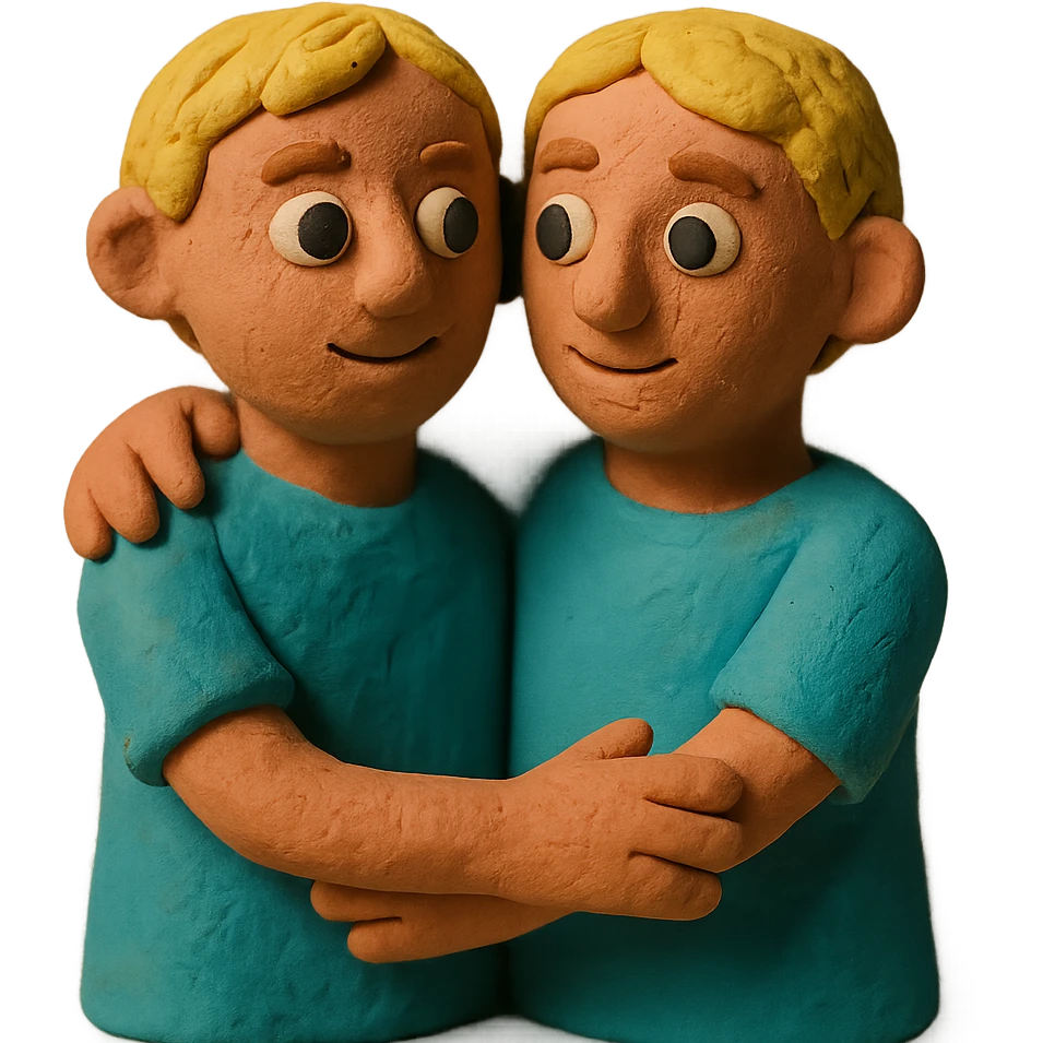 claymation style Gemini, two figures emoji