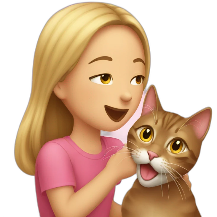 the cat licking a girl's cheek  emoji