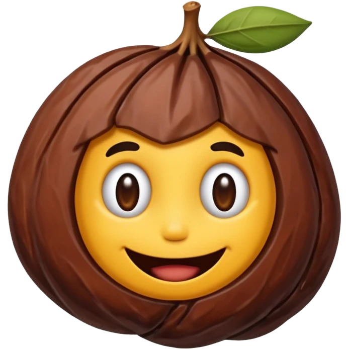 cute (dried) date fruit sticker. Drie dates have dark brown color are oblong, kind of crumpled like prunes. no stem. By cure i mean it may be cartoonified, may include face features. emoji