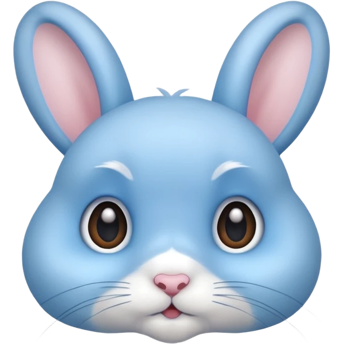 light blue cute rabbit head with big eyes emoji