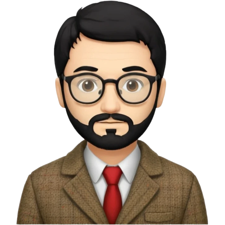 Professor in the la casa de papel TV show, with black hair and beard emoji