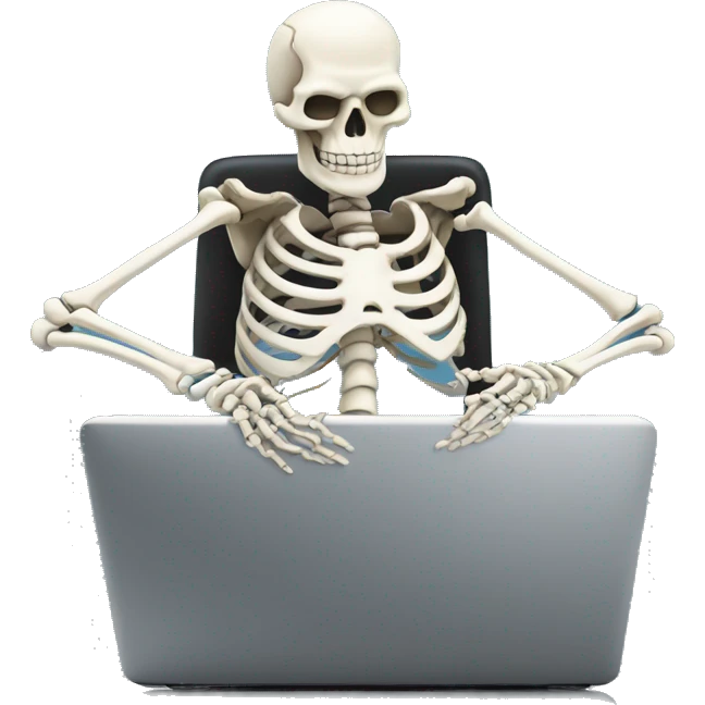 Skeleton on komputer working emoji