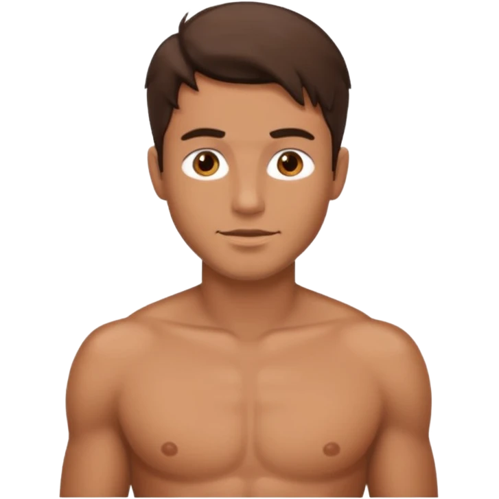 Brunet bez koszulki emoji