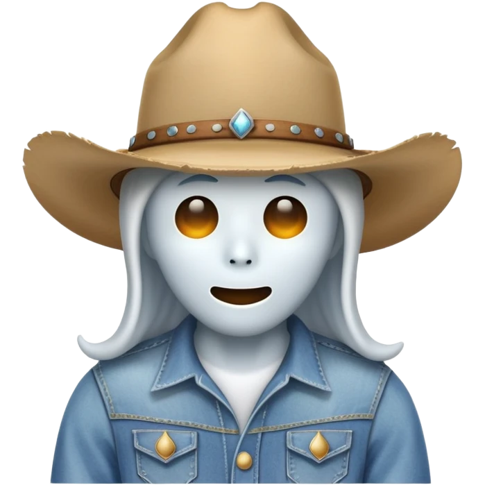 A Ghost emoji that’s wearing cowboy hat and clothing emoji