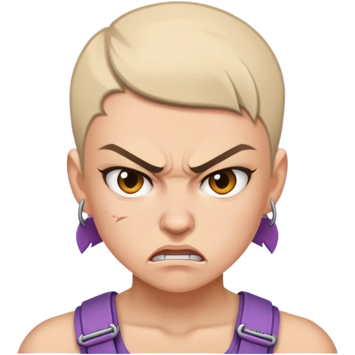 angry feminist fighter with half shaved hair emoji