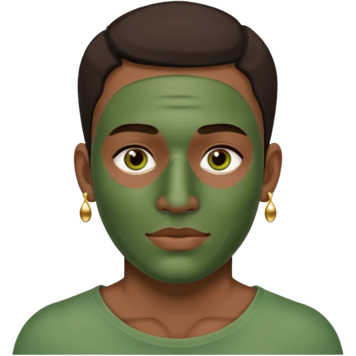 green clay mask man with earrings emoji