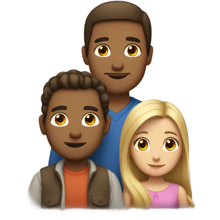Puerto rican beard short brown hair  with blond long hair woman and brown long hair girl Family  emoji