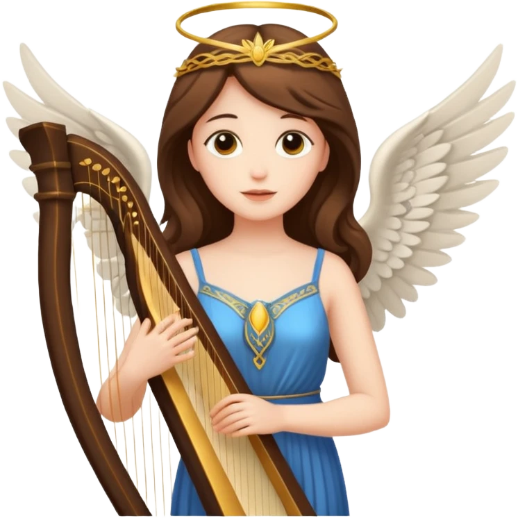 Muse of inspiration with wings and a harp in her hand emoji